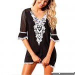 GLUUE Women’s Fashion Swimwear Beach Dress Crochet Tunic Cover Up Black B07K748ZZY